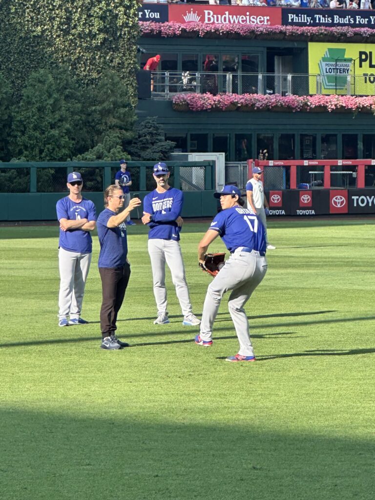 大谷投手の投球練習の様子@citizens bank park