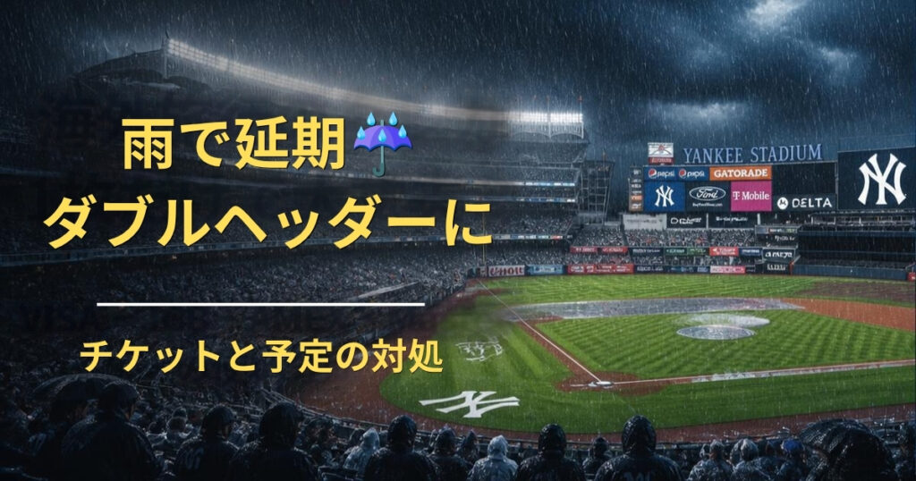 雨で延期になったヤンキース対ドジャース戦がダブルヘッダーに チケットと予定の対処